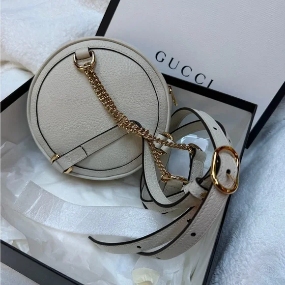 Gucci Ivory Round Crossbody with Red & Navy Web Stripe - Picture 2 of 4